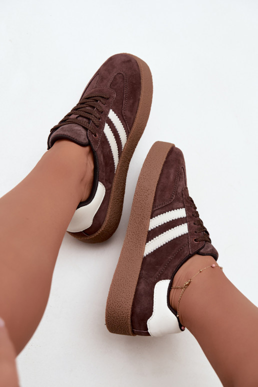 Sneakers in suede color cioccolato e bianco Bellmont