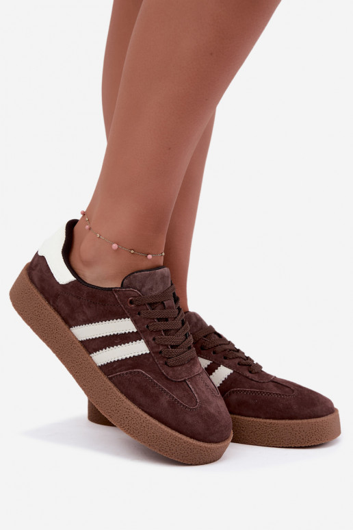 Sneakers in suede color cioccolato e bianco Bellmont