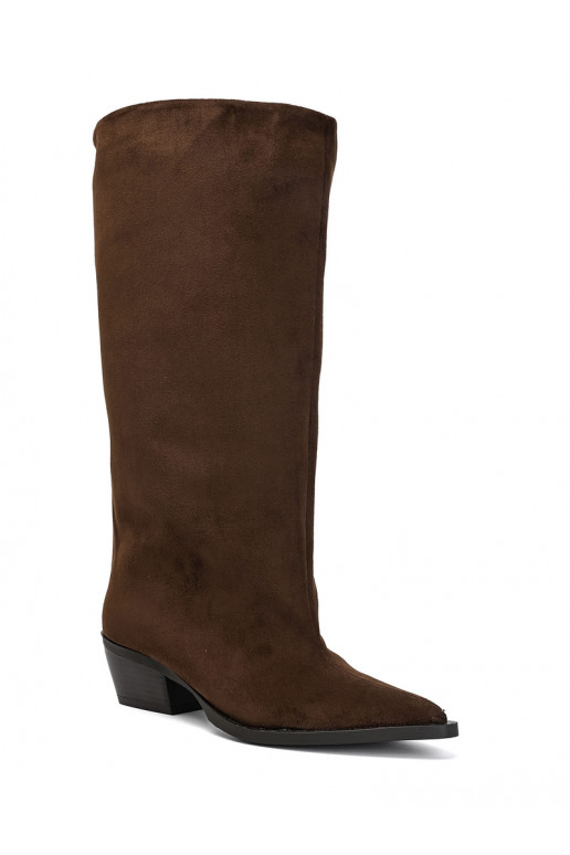 Stivaletti con tacco in suede sintetico marrone Casella