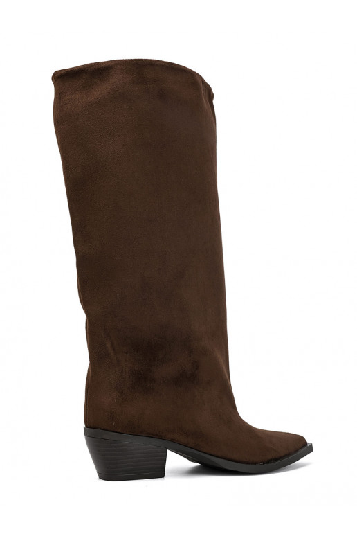 Stivaletti con tacco in suede sintetico marrone Casella