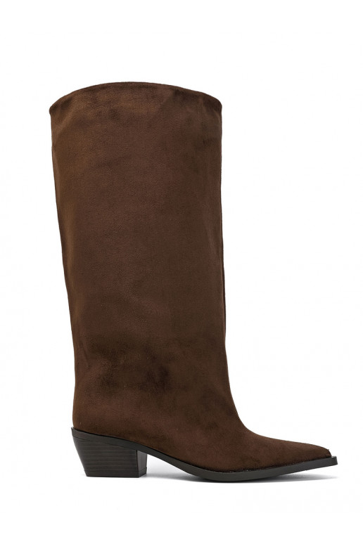 Stivaletti con tacco in suede sintetico marrone Casella