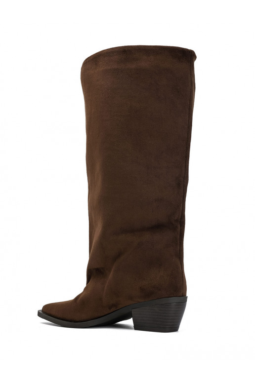 Stivaletti con tacco in suede sintetico marrone Casella