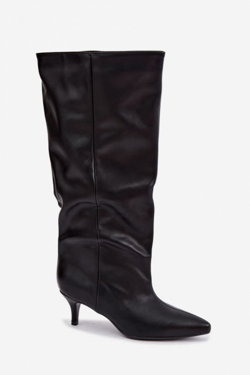 Stivaletti con tacco in suede sintetico nero Desya
