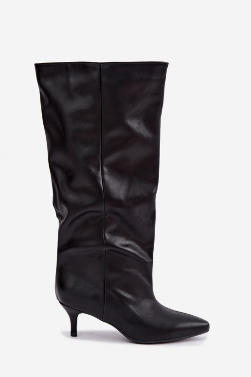 Stivaletti con tacco in suede sintetico nero Desya