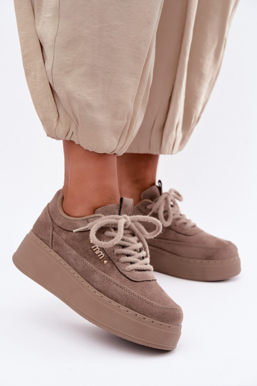 Sneakers in suede con piattaforma in argilla Teysa