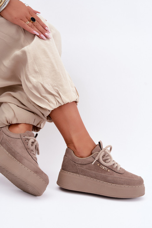 Sneakers in suede con piattaforma in argilla Teysa
