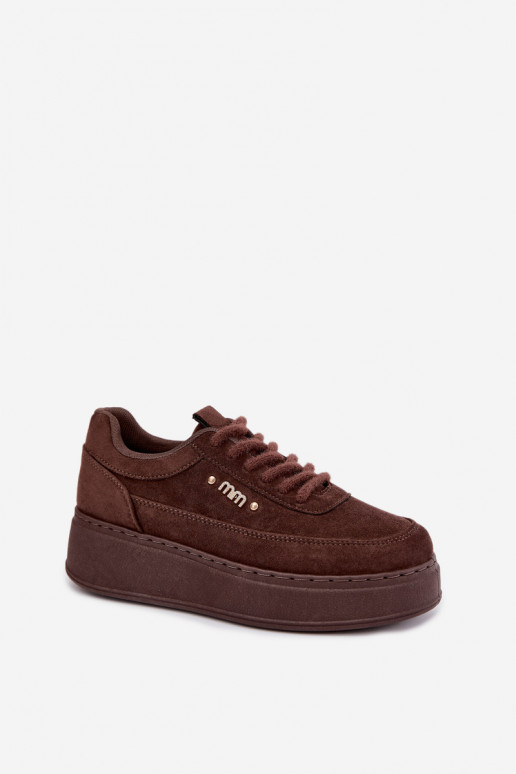 Sneakers in suede con piattaforma in cioccolato Teysa