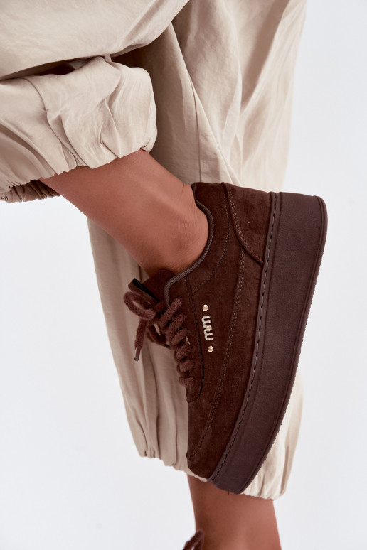 Sneakers in suede con piattaforma in cioccolato Teysa