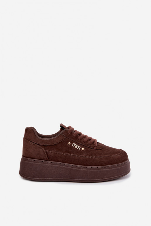 Sneakers in suede con piattaforma in cioccolato Teysa