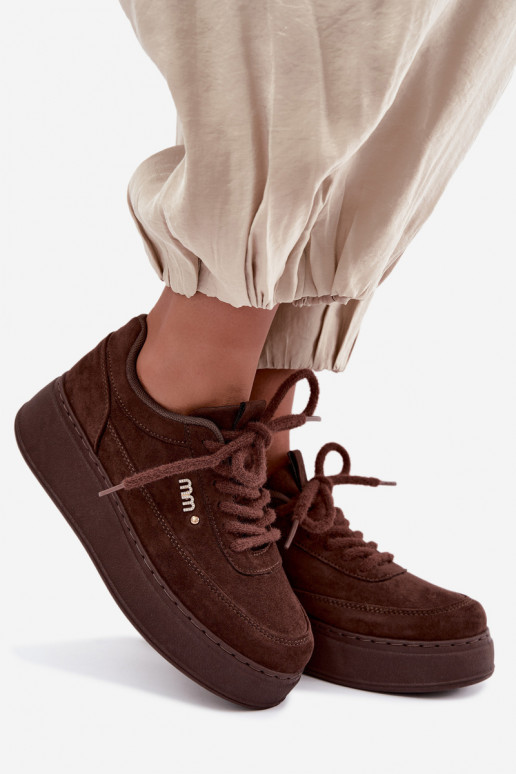 Sneakers in suede con piattaforma in cioccolato Teysa