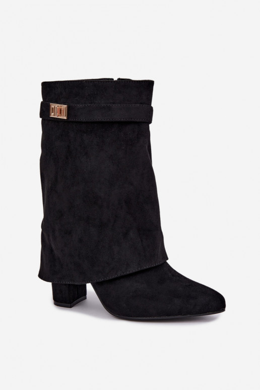 Stivaletti caldi da donna con tacchi decorati neri Luvielle