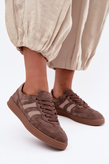 Sneakers da donna in suede marrone Vinceza 95438 2