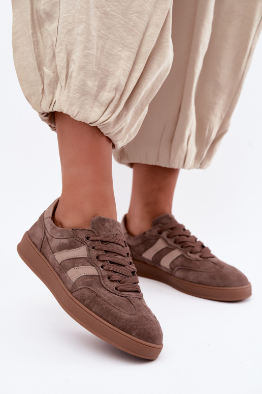 Sneakers da donna in suede marrone Vinceza 95438