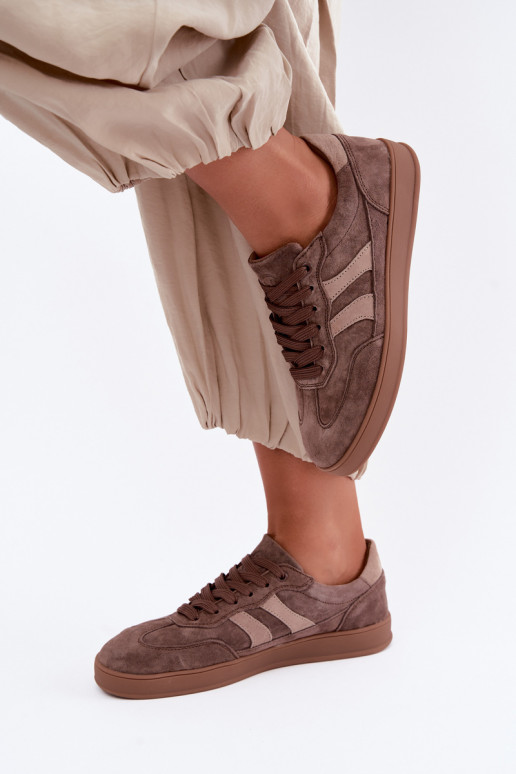 Sneakers da donna in suede marrone Vinceza 95438
