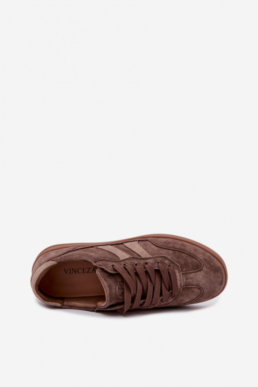Sneakers da donna in suede marrone Vinceza 95438