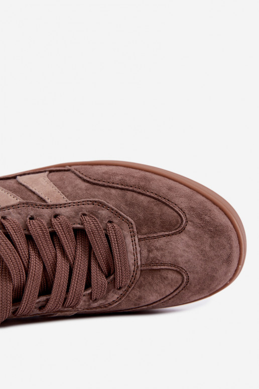 Sneakers da donna in suede marrone Vinceza 95438