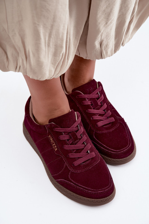 Sneakers da donna in suede bordeaux Vinceza 79635