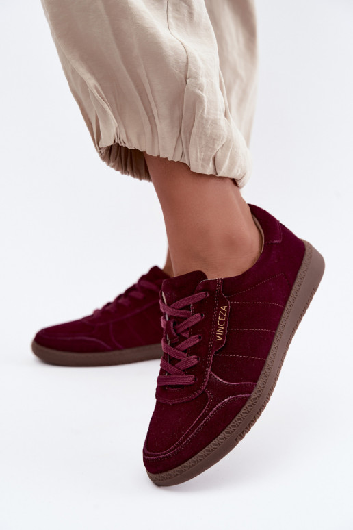 Sneakers da donna in suede bordeaux Vinceza 79635