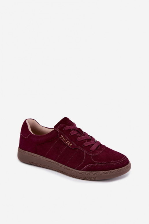 Sneakers da donna in suede bordeaux Vinceza 79635