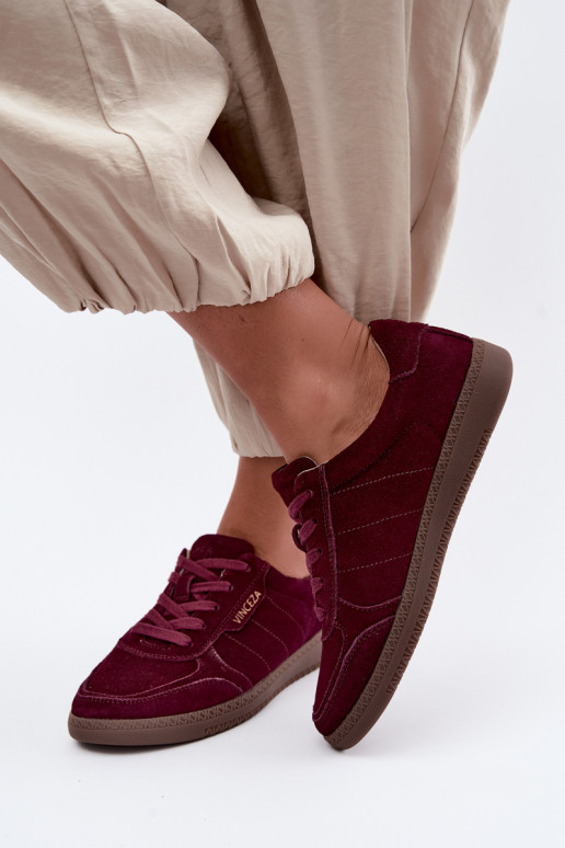 Sneakers da donna in suede bordeaux Vinceza 79635