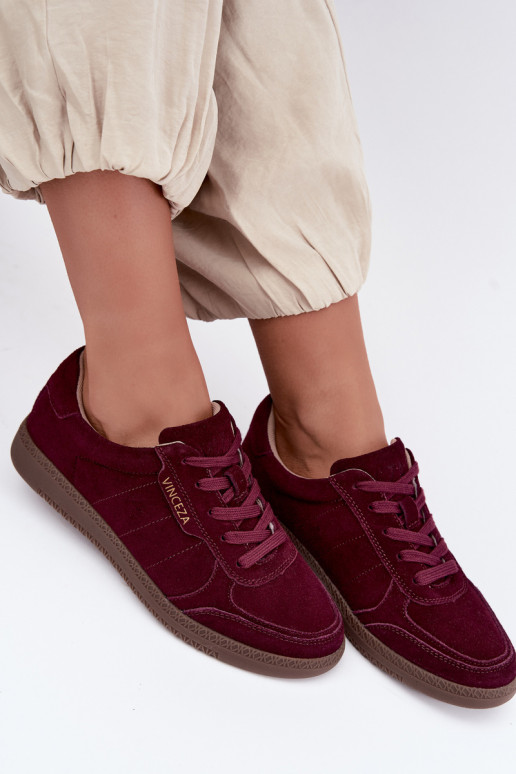 Sneakers da donna in suede bordeaux Vinceza 79635