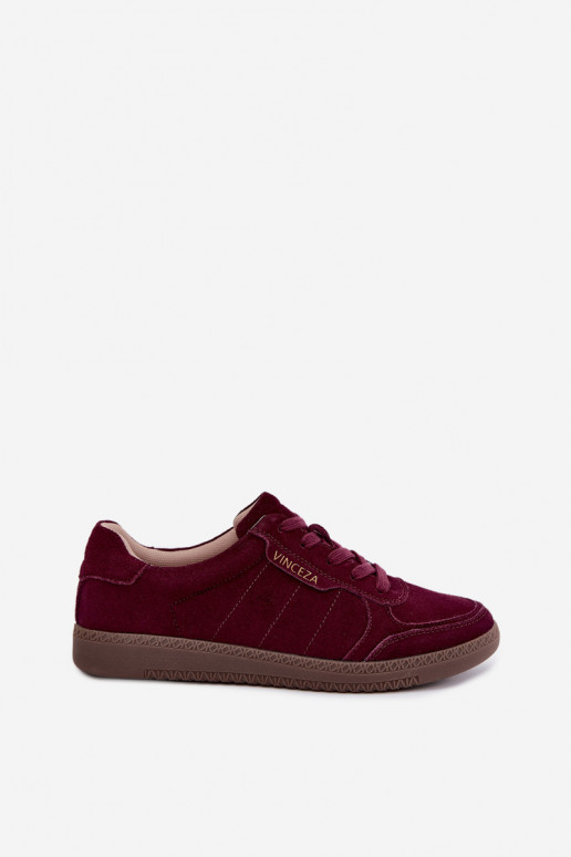 Sneakers da donna in suede bordeaux Vinceza 79635