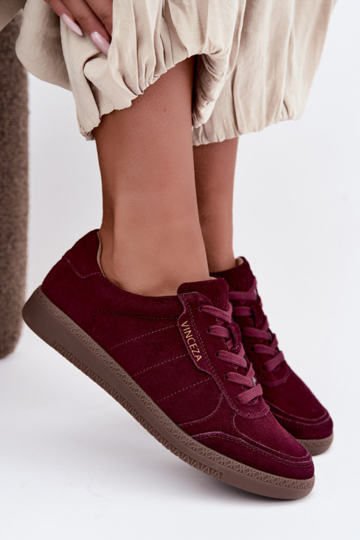 Sneakers da donna in suede bordeaux Vinceza 79635