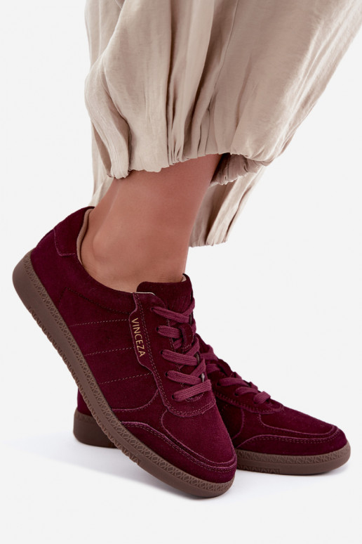 Sneakers da donna in suede bordeaux Vinceza 79635