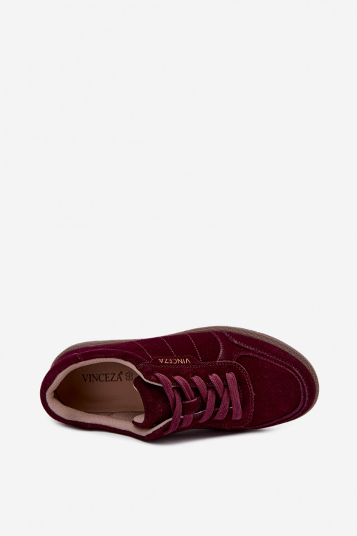 Sneakers da donna in suede bordeaux Vinceza 79635