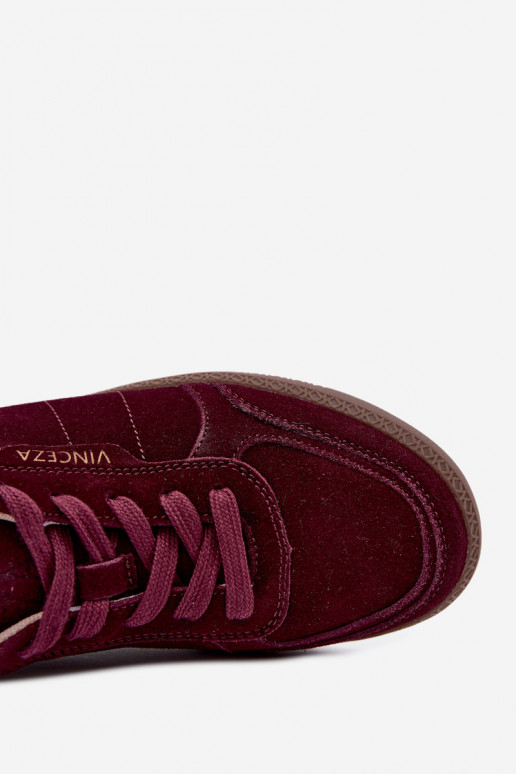 Sneakers da donna in suede bordeaux Vinceza 79635