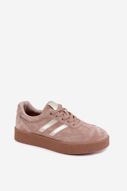 Sneakers in pelle da donna con piattaforma D&A LR62-7107 sabbia