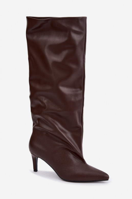 Stivaletti caldi da donna con tacchi sottili cioccolato Olivienne