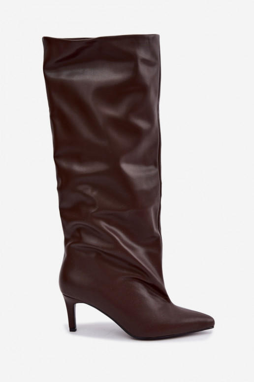 Stivaletti caldi da donna con tacchi sottili cioccolato Olivienne
