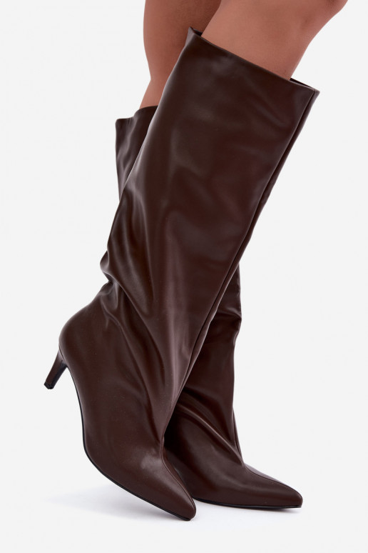 Stivaletti caldi da donna con tacchi sottili cioccolato Olivienne