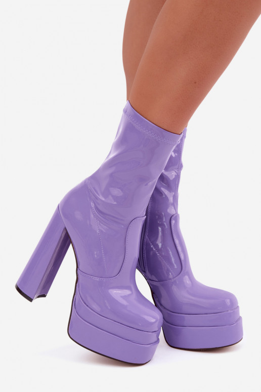 Stivaletti in vernice con plateau viola Lotisha