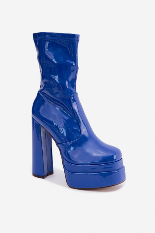 Stivaletti in vernice con plateau blu scuro Lotisha
