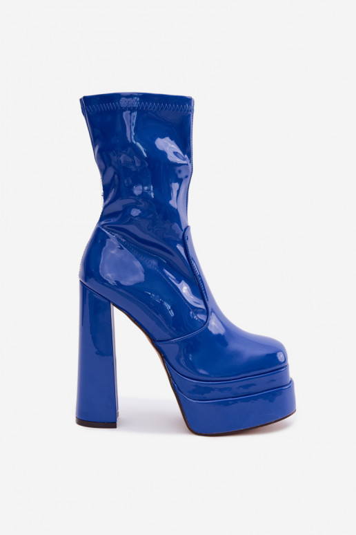 Stivaletti in vernice con plateau blu scuro Lotisha