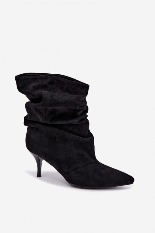 Stivaletti slouchy da donna con tacco sottile nero Harissa