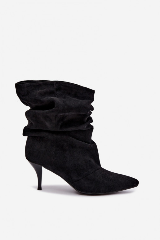 Stivaletti slouchy da donna con tacco sottile nero Harissa