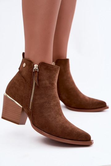 Stivaletti in stile cowboy da donna con zip decorativa marrone Jarelia