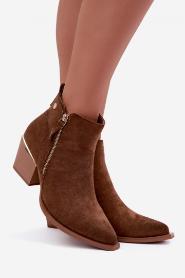 Stivaletti in stile cowboy da donna con zip decorativa marrone Jarelia 2