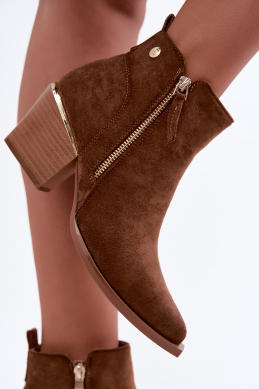 Stivaletti in stile cowboy da donna con zip decorativa marrone Jarelia