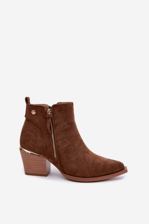 Stivaletti in stile cowboy da donna con zip decorativa marrone Jarelia