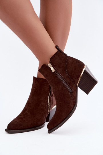 Stivaletti in stile cowboy con zip decorativa, cioccolato Jarelia