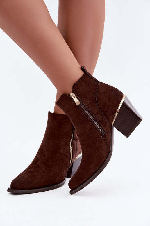 Stivaletti in stile cowboy con zip decorativa, cioccolato Jarelia