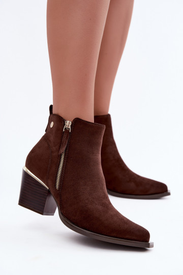 Stivaletti in stile cowboy con zip decorativa, cioccolato Jarelia 2