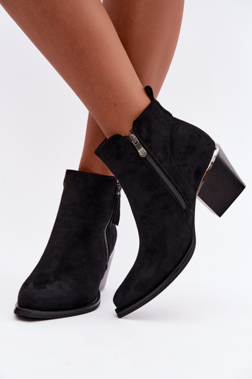 Stivaletti in stile cowboy con zip decorativa, nero Jarelia