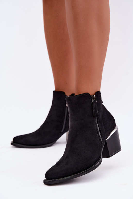 Stivaletti in stile cowboy con zip decorativa, nero Jarelia
