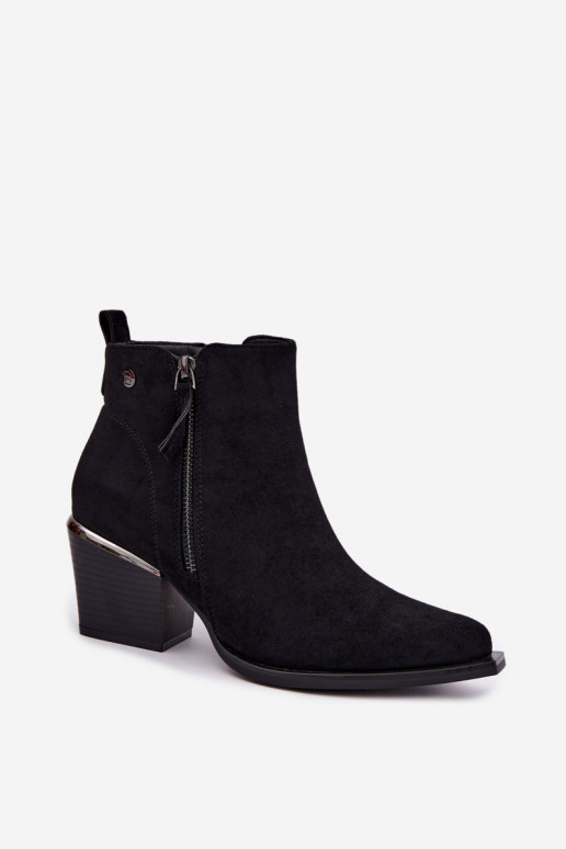 Stivaletti in stile cowboy con zip decorativa, nero Jarelia
