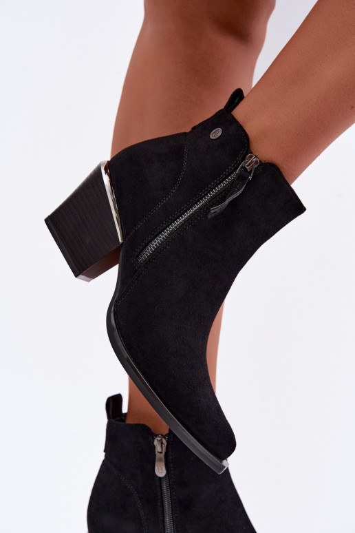 Stivaletti in stile cowboy con zip decorativa, nero Jarelia